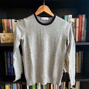 Everlane Cashmere Grey Sweater with Navy Accents